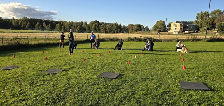 Kursgruppe trener basisferdigheter på treningsfeltet i Ulvika ved Tønsberg